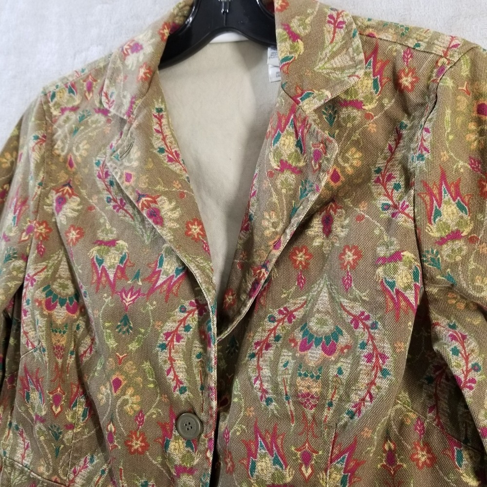 Vintage Pant Suit Women M/8 100% Cotton Floral Straight Leg Blazer Liz Claiborne - Picture 3 of 15